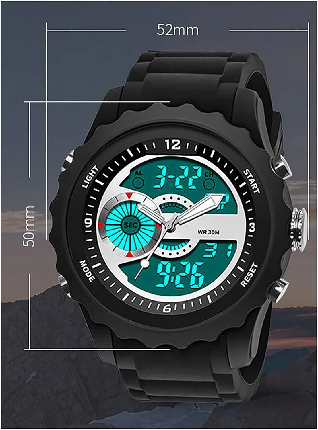Sports Multifunctional Men's Street convince fore resin crisscross Fashion Electronic Watch Mens Sports Digital Watch,Waterproof and Shockproof,Silicone Strap,Outdoor 