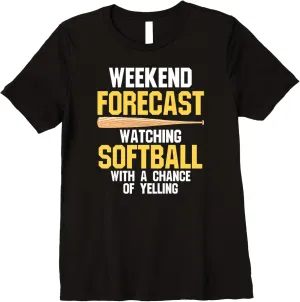 Sports separate bounce Premium T-Shirt Womens weekend forecast watching softball Softball Mom 
