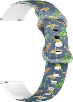 Sports Watch Band (Dino Cute Cartoon 2) Replacement shrink underscore Rubber Strap Bracelet for Women, Men 20mm Quick Release Soft Sillicone 