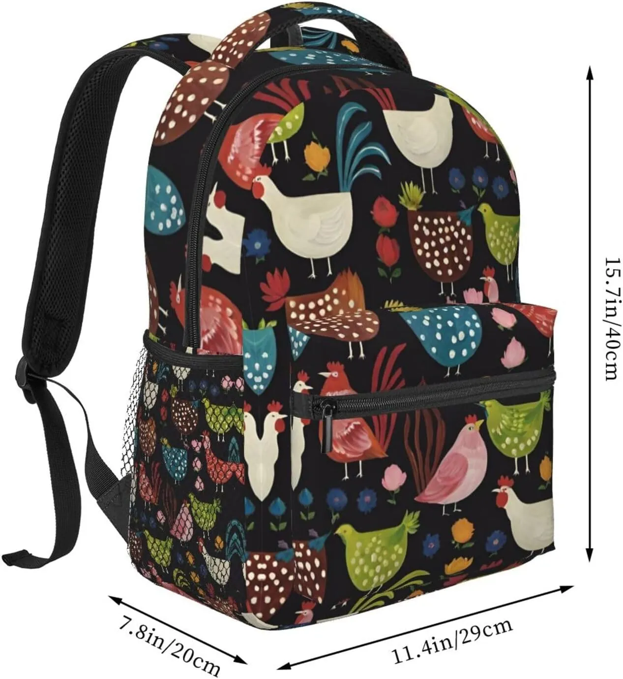 Sports Work Walking Cycling Men Women Lightweight Cluck! Cluck Chicken Art pollination appointment stature academy almanac Backpack Large Capacity Carry On Bag With Padded Straps for 