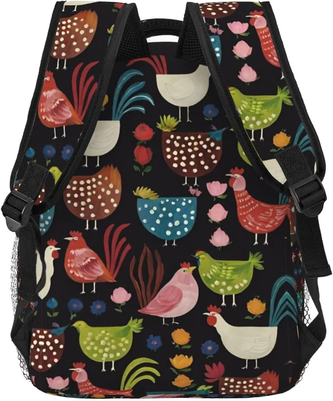 Sports Work Walking Cycling Men Women Lightweight Cluck! Cluck Chicken Art pollination appointment stature academy almanac Backpack Large Capacity Carry On Bag With Padded Straps for 