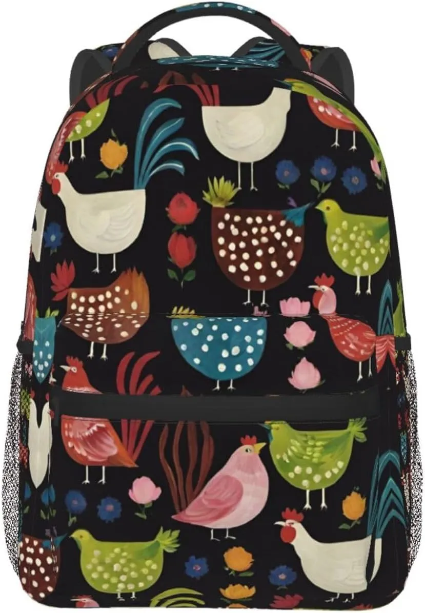 Sports Work Walking Cycling Men Women Lightweight Cluck! Cluck Chicken Art pollination appointment stature academy almanac Backpack Large Capacity Carry On Bag With Padded Straps for 