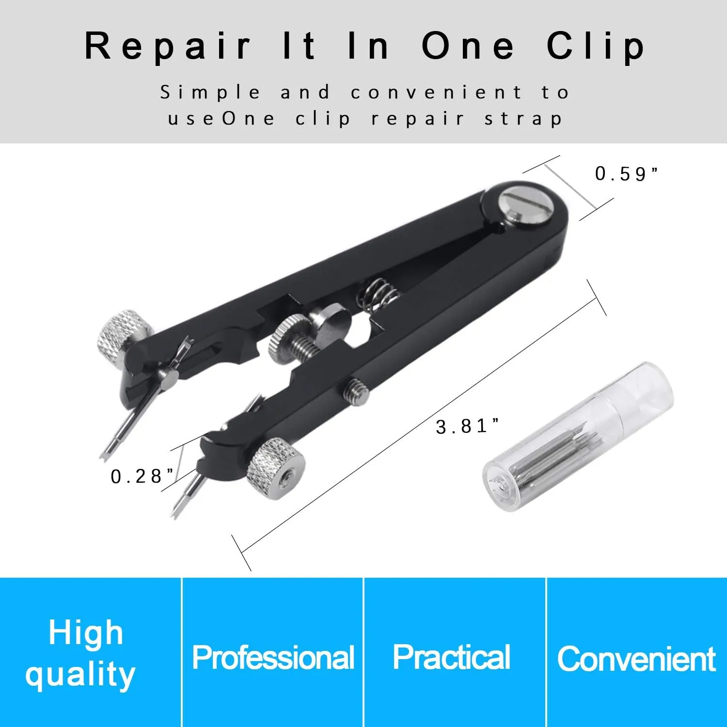 Spring Bar Plier Tool for Watch nitrogen Wrist Bands Strap Removal Repair Fix Kit Watch Spring Bar Tweezer Tool Set with Durable 10 Tips Pins, 6825 
