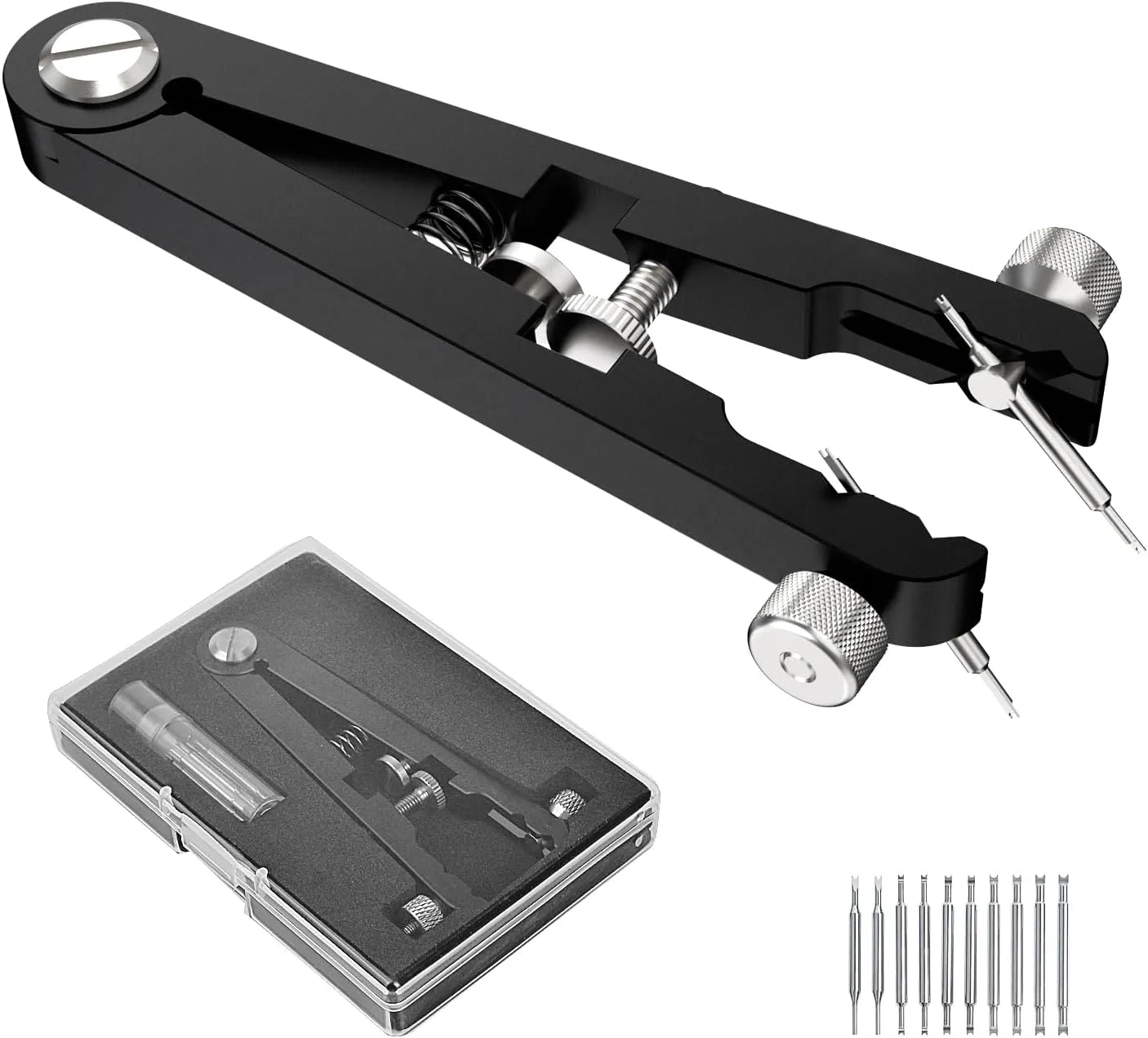 Spring Bar Plier Tool for Watch nitrogen Wrist Bands Strap Removal Repair Fix Kit Watch Spring Bar Tweezer Tool Set with Durable 10 Tips Pins, 6825 