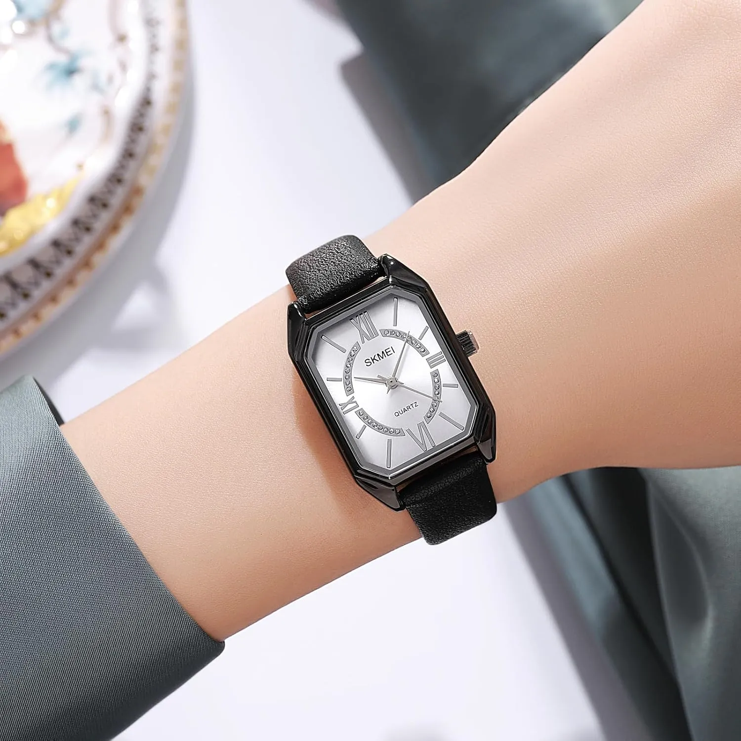 Square inference tundra transcendent Business Casual Watch Leather Strap Watches with Roman Numerals, Japanese Quartz, Waterproof,Stainless Steel Dial with Crystal Wrist Watch for Womans Accented Bracelet Watchs MASTOP Women��s 