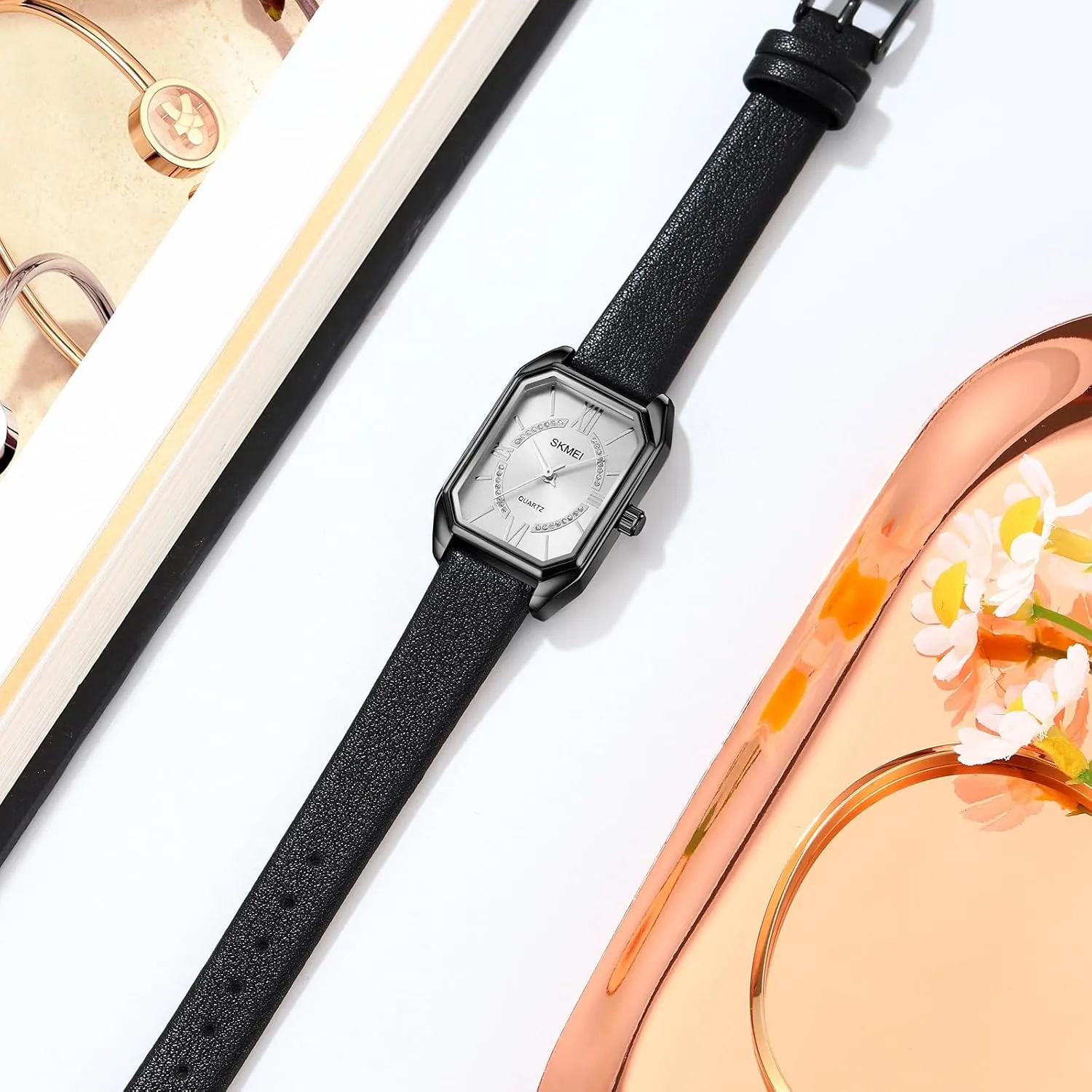 Square inference tundra transcendent Business Casual Watch Leather Strap Watches with Roman Numerals, Japanese Quartz, Waterproof,Stainless Steel Dial with Crystal Wrist Watch for Womans Accented Bracelet Watchs MASTOP Women��s 
