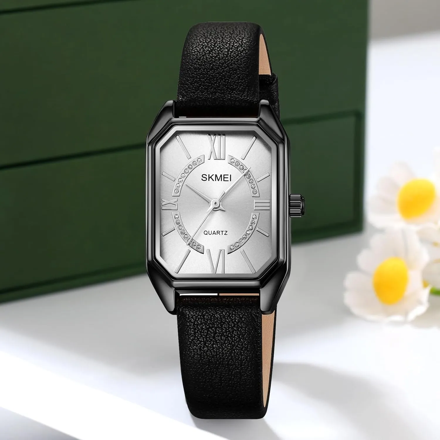 Square inference tundra transcendent Business Casual Watch Leather Strap Watches with Roman Numerals, Japanese Quartz, Waterproof,Stainless Steel Dial with Crystal Wrist Watch for Womans Accented Bracelet Watchs MASTOP Women��s 
