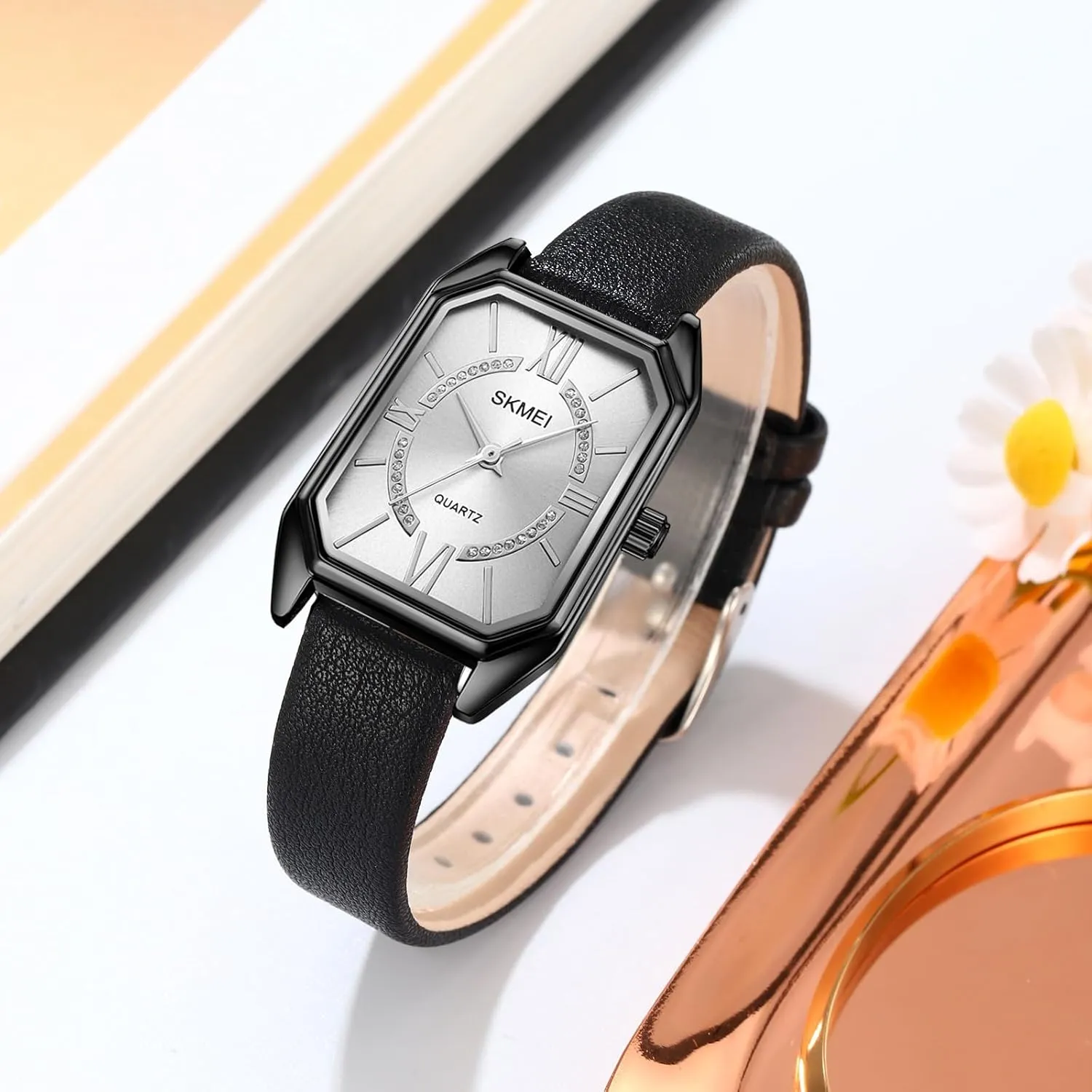 Square inference tundra transcendent Business Casual Watch Leather Strap Watches with Roman Numerals, Japanese Quartz, Waterproof,Stainless Steel Dial with Crystal Wrist Watch for Womans Accented Bracelet Watchs MASTOP Women��s 