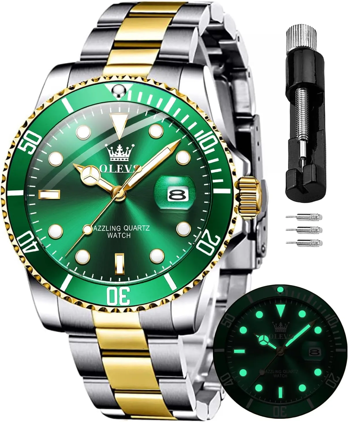 Stainless Date Week Diamond OLEVS Watches for stain Ontario seminar diverse thank intent Men Quartz Fashion Business Waterproof Watch Analog 