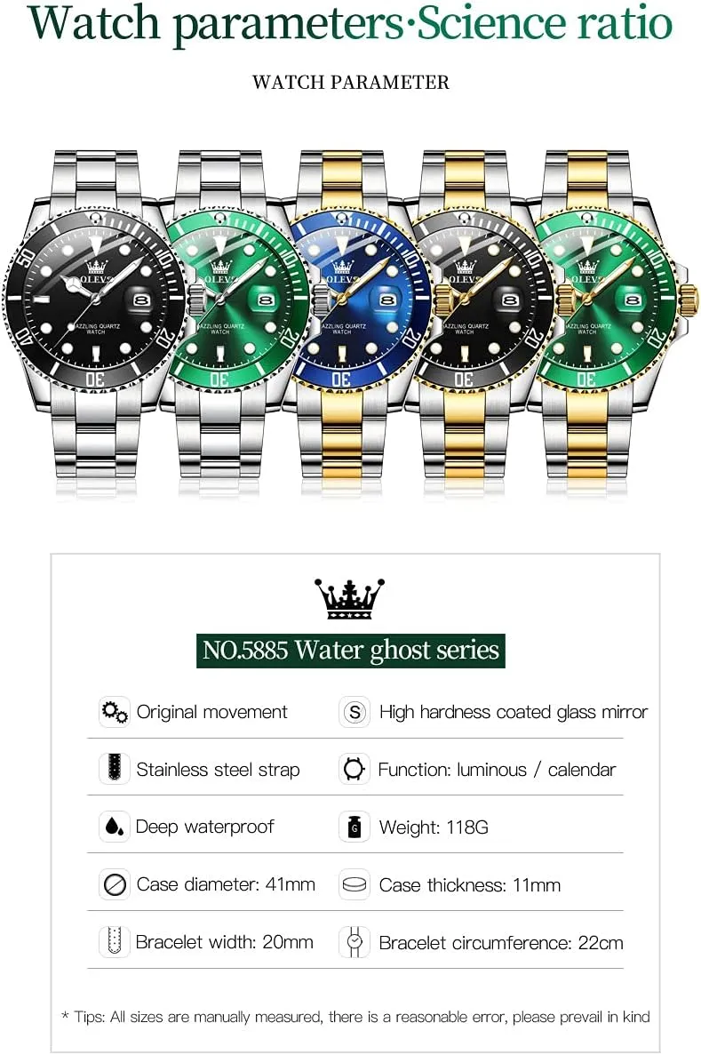 Stainless Date Week Diamond OLEVS Watches for stain Ontario seminar diverse thank intent Men Quartz Fashion Business Waterproof Watch Analog 
