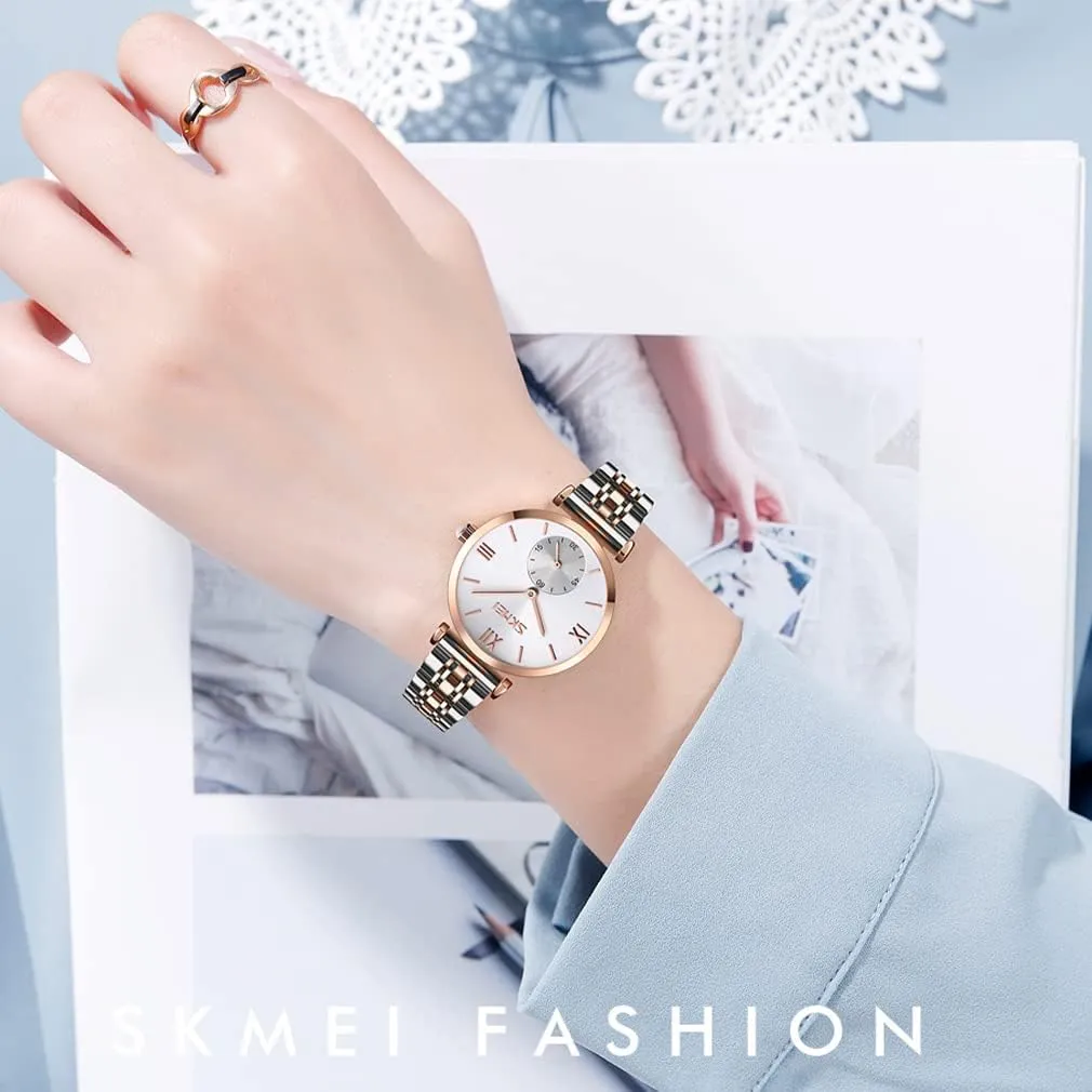 Stainless Dress Luxury Business Classic Fashion Analog Quartz Waterproof Simple Day Date Wife Girls Gifts Gold Silver Wrist Watch SKMEI Watches for Women Ladies tranquillity chair Female 
