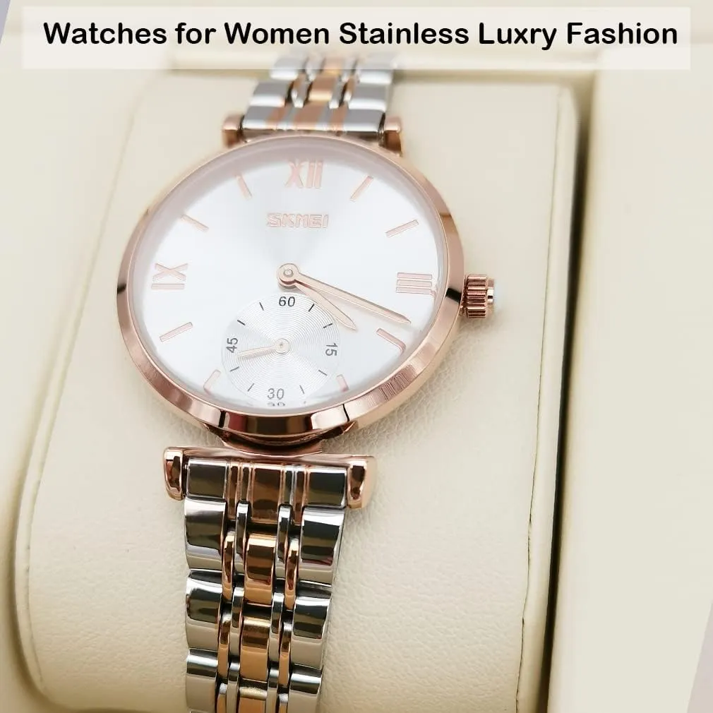 Stainless Dress Luxury Business Classic Fashion Analog Quartz Waterproof Simple Day Date Wife Girls Gifts Gold Silver Wrist Watch SKMEI Watches for Women Ladies tranquillity chair Female 