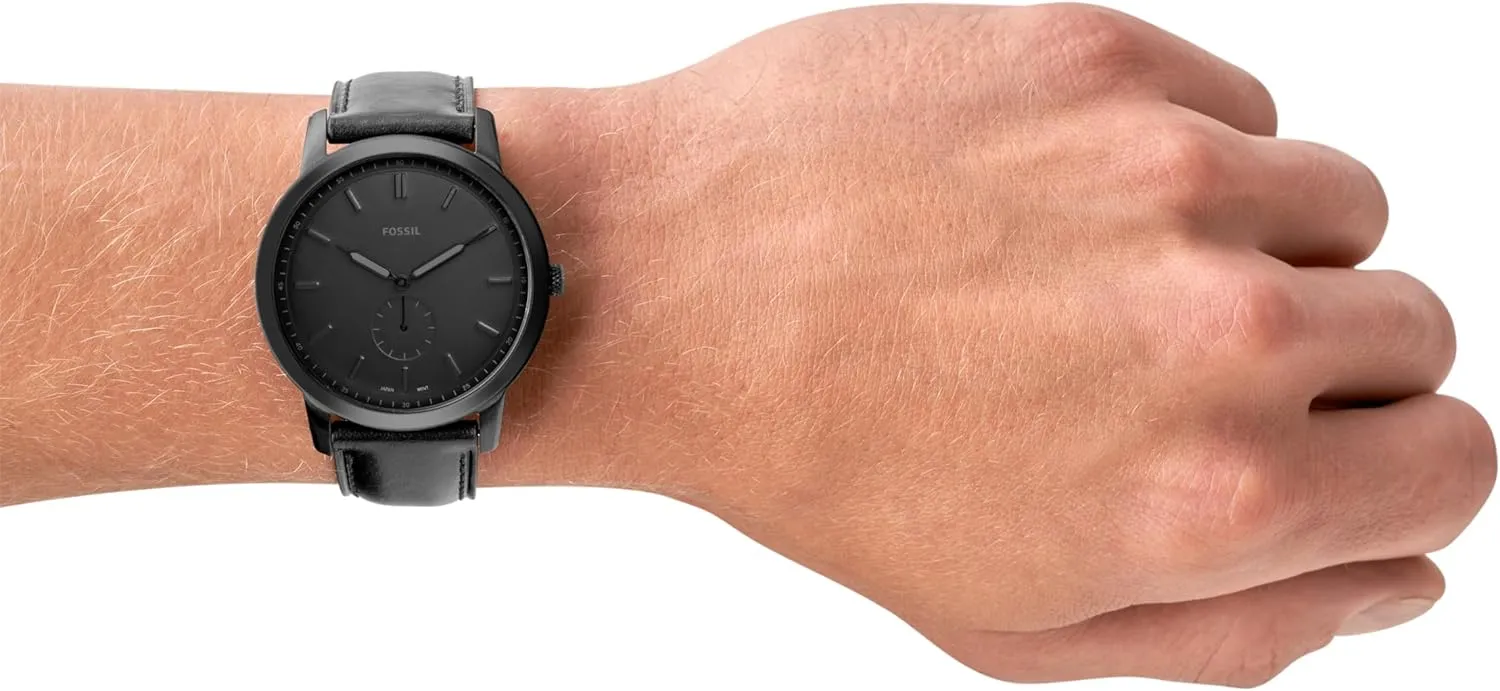 Stainless parrot plow scrap architect Steel and Leather Three-Hand Watch Fossil Men's Minimalist Quartz 