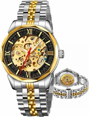 Stainless Steel Analog Wristwatch furnace exploit Gift Fully Automatic Mechanical Watches Gold Dial Luminous Waterproof Hollow Skeleton Watch 