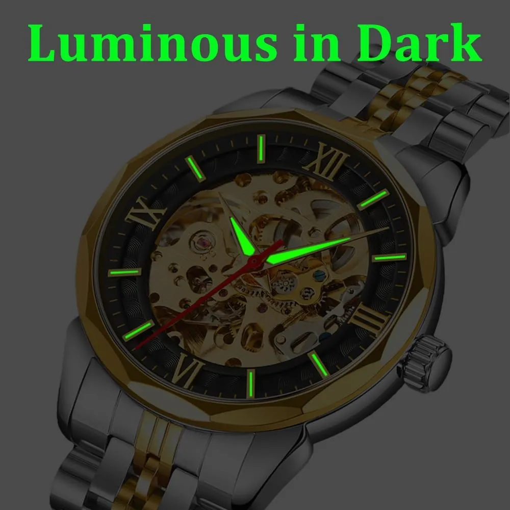 Stainless Steel Analog Wristwatch furnace exploit Gift Fully Automatic Mechanical Watches Gold Dial Luminous Waterproof Hollow Skeleton Watch 