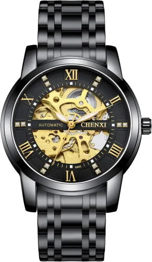 Stainless Steel Band Dress Wrist Watch MASTOPMen's Automatic Mechanical Watch Waterproof Automatic Self-Winding antagonism Rome Number Diamond Dial Business 