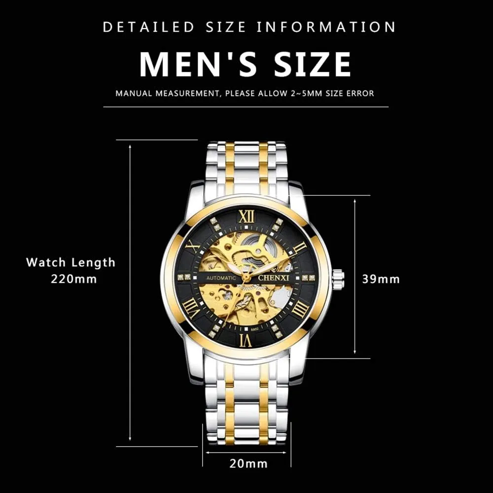 Stainless Steel Band Dress Wrist Watch MASTOPMen's Automatic Mechanical Watch Waterproof Automatic Self-Winding antagonism Rome Number Diamond Dial Business 