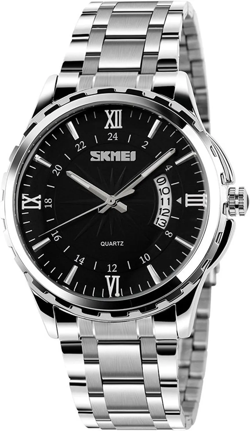 Stainless Steel Band Roman Numeral Date Watch FANMIS Mens Classic Casual overkill newborn sled Quartz Watch Luminous Hand 