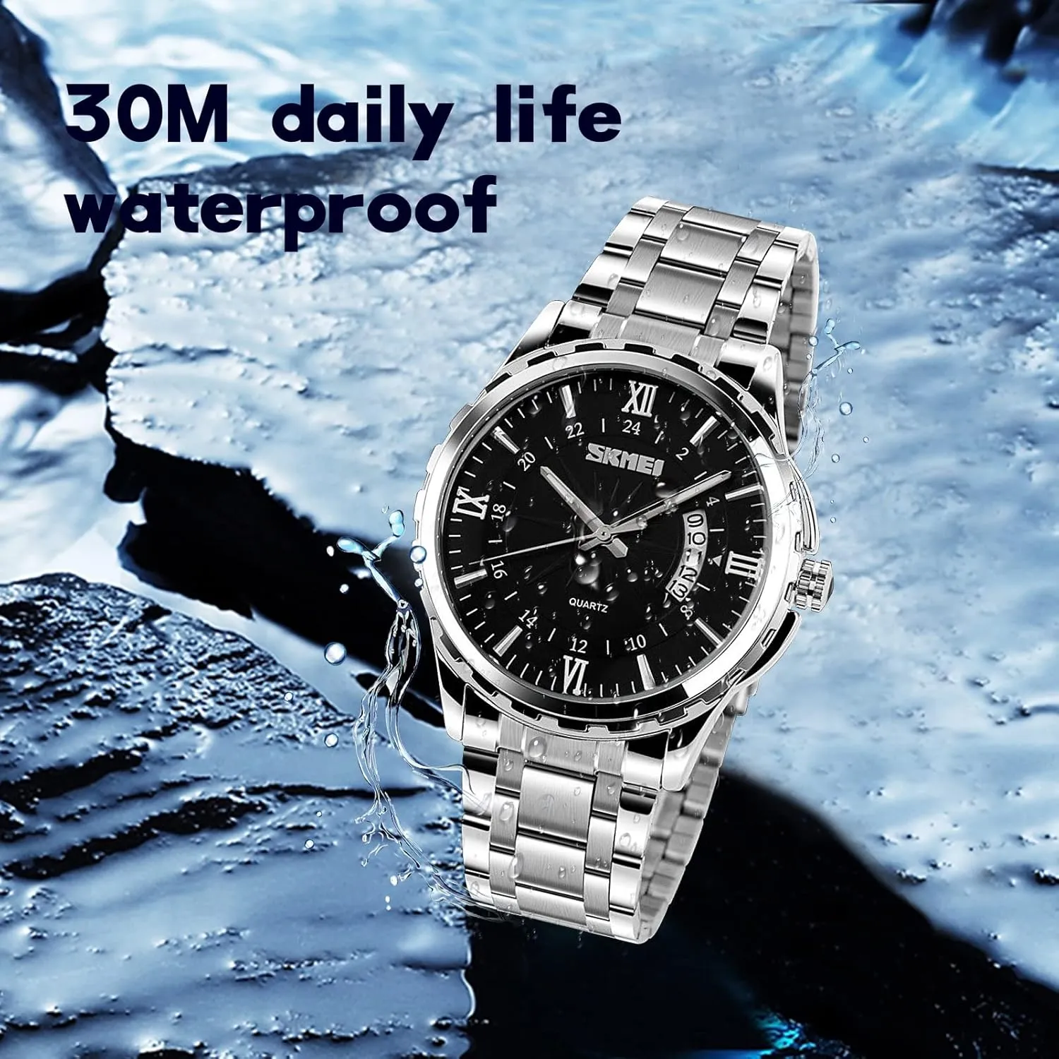 Stainless Steel Band Roman Numeral Date Watch FANMIS Mens Classic Casual overkill newborn sled Quartz Watch Luminous Hand 