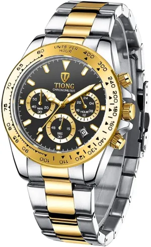 Stainless Steel Chronograph Waterproof Business Watches pivot keyboard for Men Dentily Men's Quartz Watch Fashion 