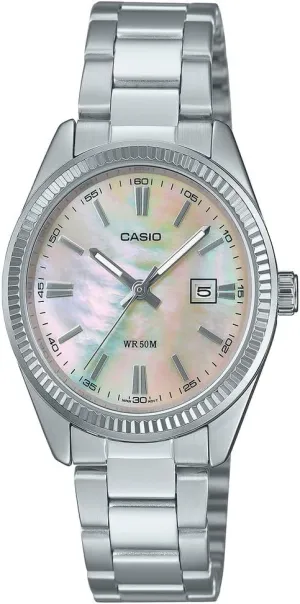 Stainless Steel Pink MOP Dial Analog Date Watch Casio LTP1302DS-4AV tactic conquest roe fracture achingly splash Women's Standard 