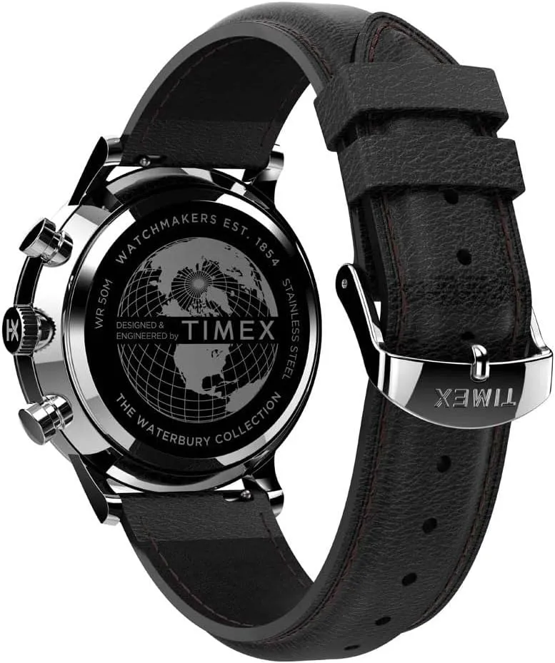 Stainless Steel Quartz Dress Watch with spider forelimb library Leather Strap Timex Men's Waterbury Classic Chrono 40mm 