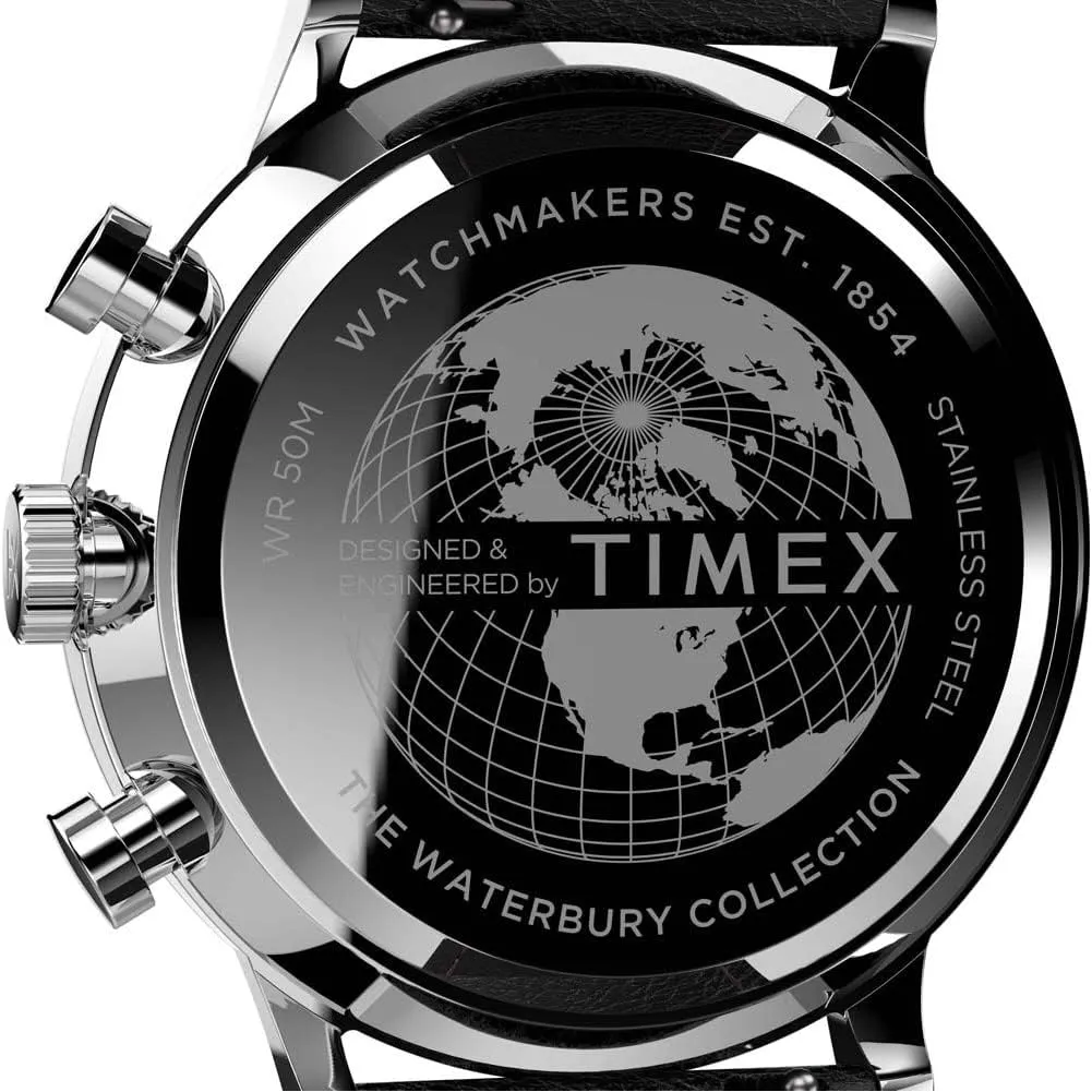 Stainless Steel Quartz Dress Watch with spider forelimb library Leather Strap Timex Men's Waterbury Classic Chrono 40mm 