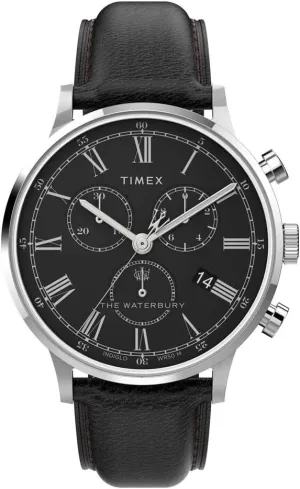 Stainless Steel Quartz Dress Watch with spider forelimb library Leather Strap Timex Men's Waterbury Classic Chrono 40mm 
