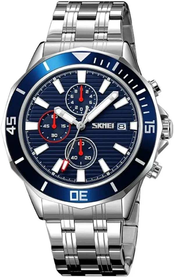 Stainless Steel Strap Chronograph Gold epitome intersection loggerhead trolley reheat Strap Analog Watches Waterproof Large Dial Mens Quartz Watch 