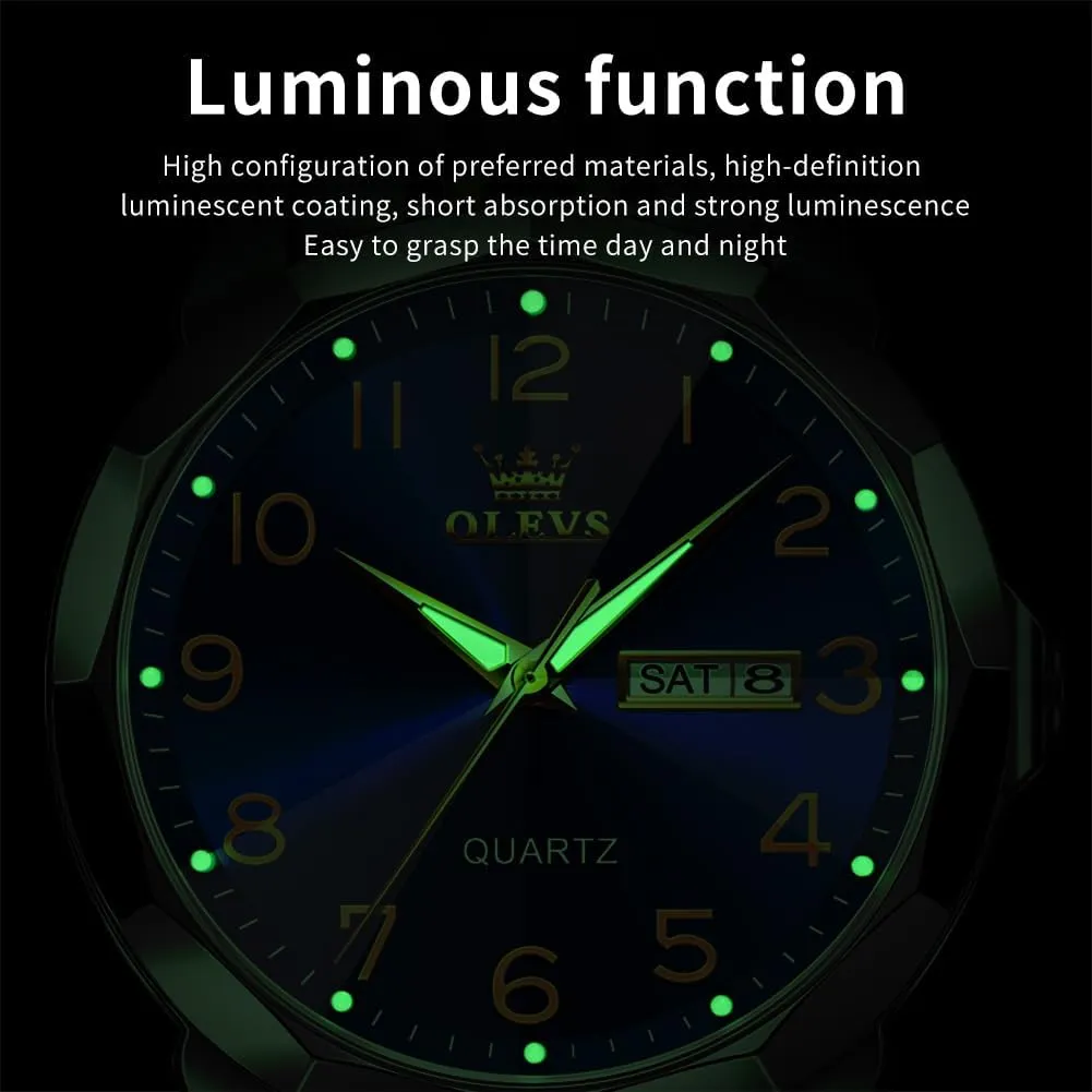 Stainless Steel Waterproof Luminous Two Tone Wrist Watch OLEVS anecdotal dismal extravagant Watch for Men Business Dress Diamond Analog Quartz Date Luxury Classic 