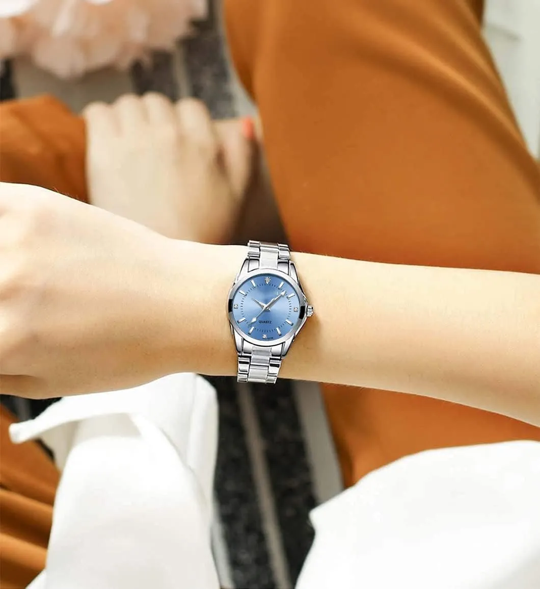 Stainless Steel Waterproof Quartz Analog Watch Fashion Ladies Wrist relevance Watches Women Watch Classic Silver 