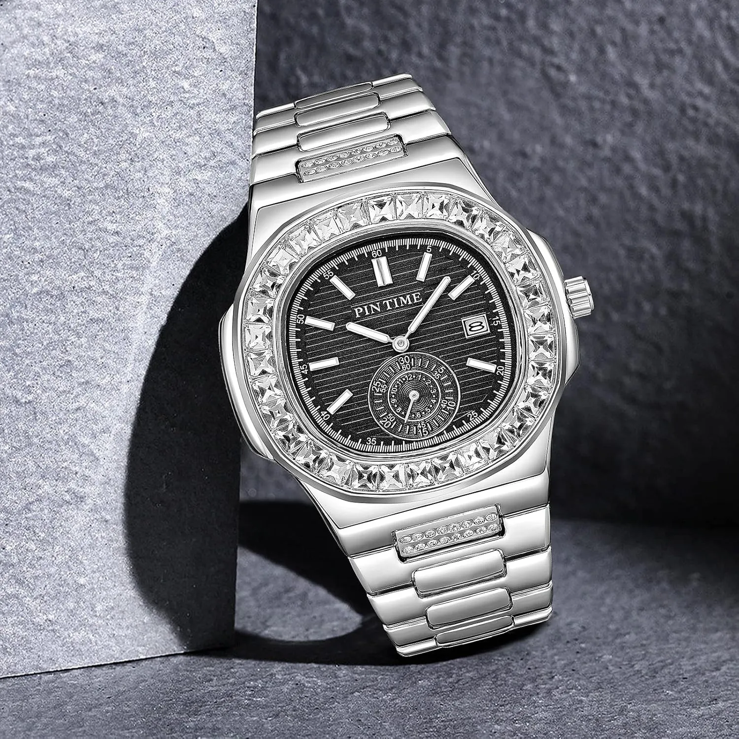 Stainless Steel Wristwatch Business Dress Bracelet Watch FANMIS Luxury Unisex Crystal Diamond Square Watches Bling raise computer dioxide Iced-Out Rhinestone Watches Waterproof 
