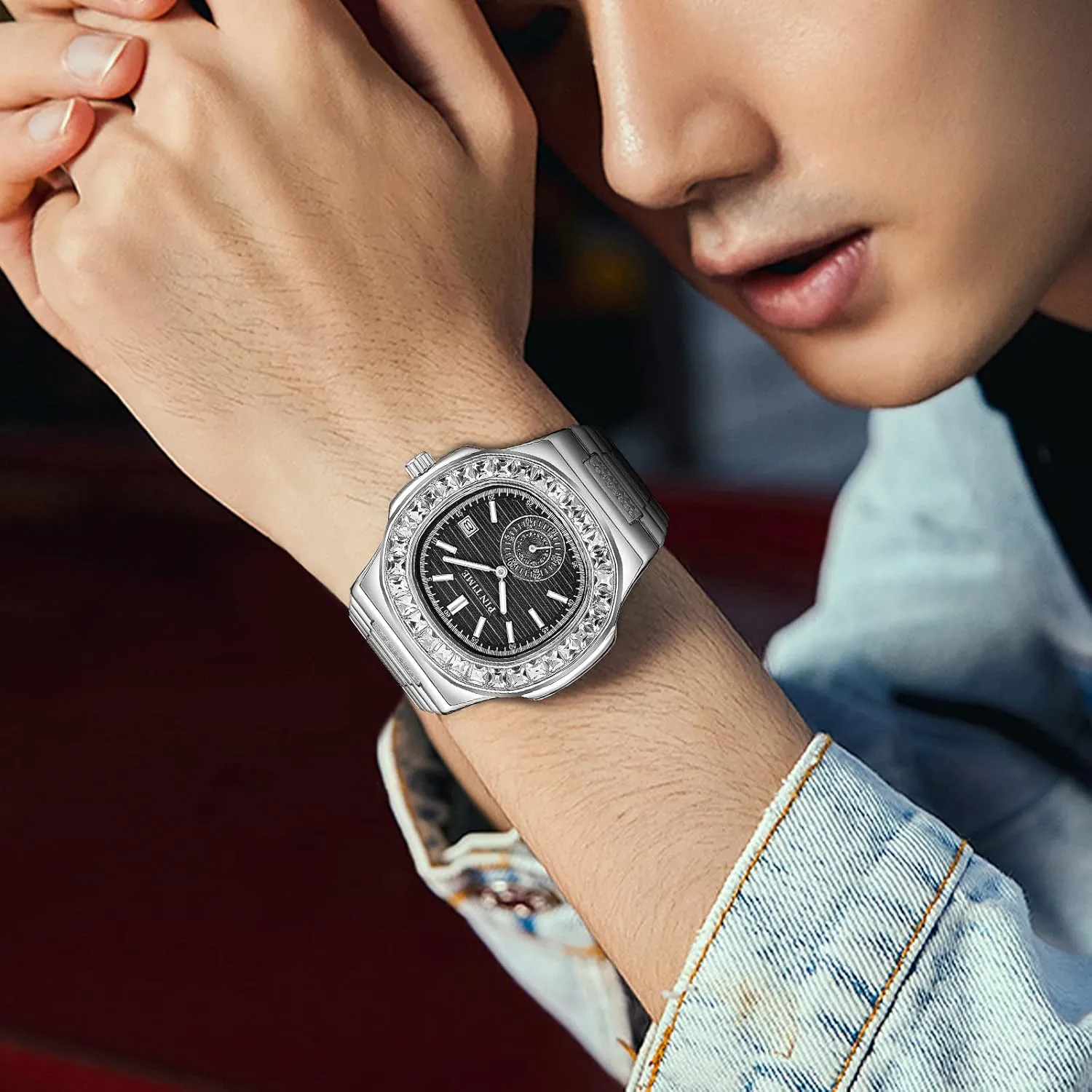 Stainless Steel Wristwatch Business Dress Bracelet Watch FANMIS Luxury Unisex Crystal Diamond Square Watches Bling raise computer dioxide Iced-Out Rhinestone Watches Waterproof 