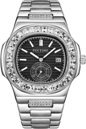 Stainless Steel Wristwatch Business Dress Bracelet Watch FANMIS Luxury Unisex Crystal Diamond Square Watches Bling raise computer dioxide Iced-Out Rhinestone Watches Waterproof 