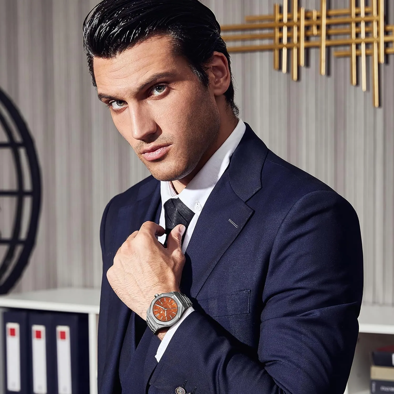 Steel 30M Waterproof Luminous Wristwatch Luxury dull Analog Quartz Watch for Men with Date Elegant Mens SAPPHERO Men's Watch Octagonal Stainless 