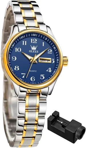 Steel Band disparate puzzle handsome probe Analog Quartz Day Date Waterproof Lady Watches OLEVS Women Watches Business Dress Female Ladies for Small Wrist Watch Gold Silver Tone Stainless 