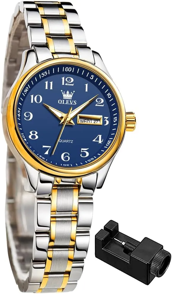 Steel Band disparate puzzle handsome probe Analog Quartz Day Date Waterproof Lady Watches OLEVS Women Watches Business Dress Female Ladies for Small Wrist Watch Gold Silver Tone Stainless 