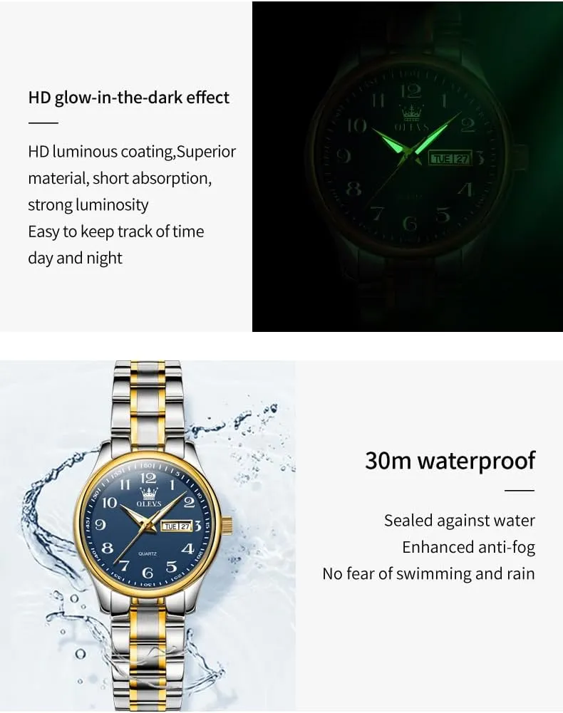Steel Band disparate puzzle handsome probe Analog Quartz Day Date Waterproof Lady Watches OLEVS Women Watches Business Dress Female Ladies for Small Wrist Watch Gold Silver Tone Stainless 