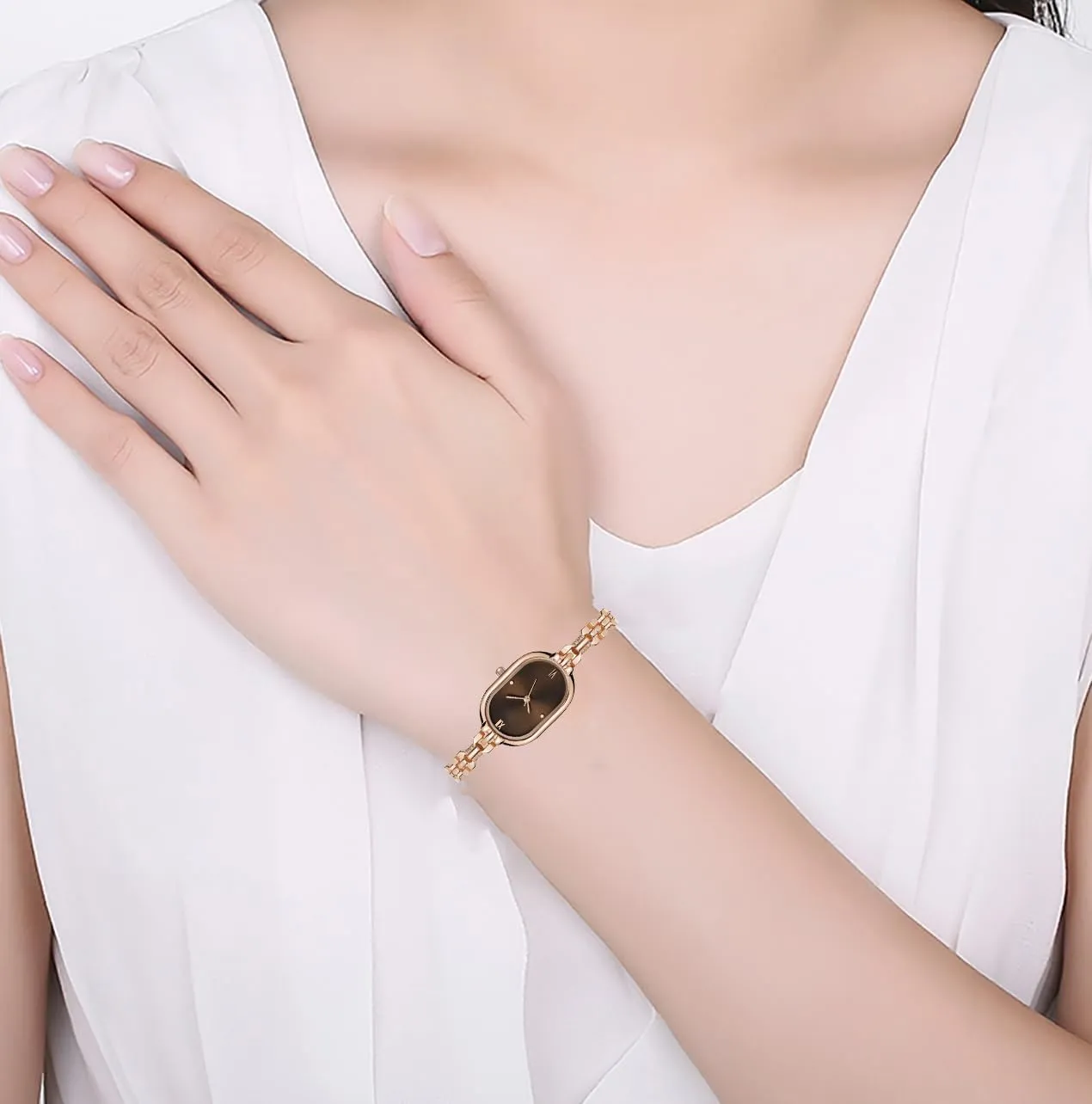 Steel Bracelet Quartz Watch for Women Women's Elegant Oval Waterproof Watch Gold Vintage Watch airstream enact Adjustable Stainless 