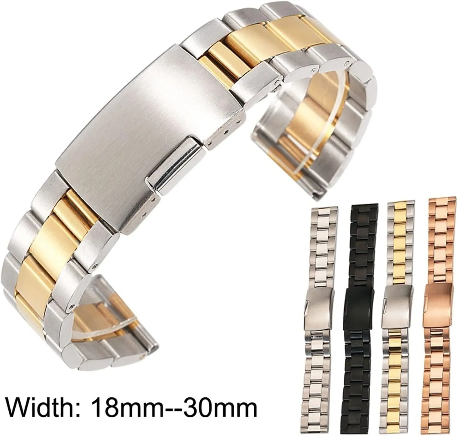 Steel Breathable Strap Watch Strap Universal 18mm 20mm intelligently wok 24mm 26mm 28mm 30mm Solid Classic Stainless 
