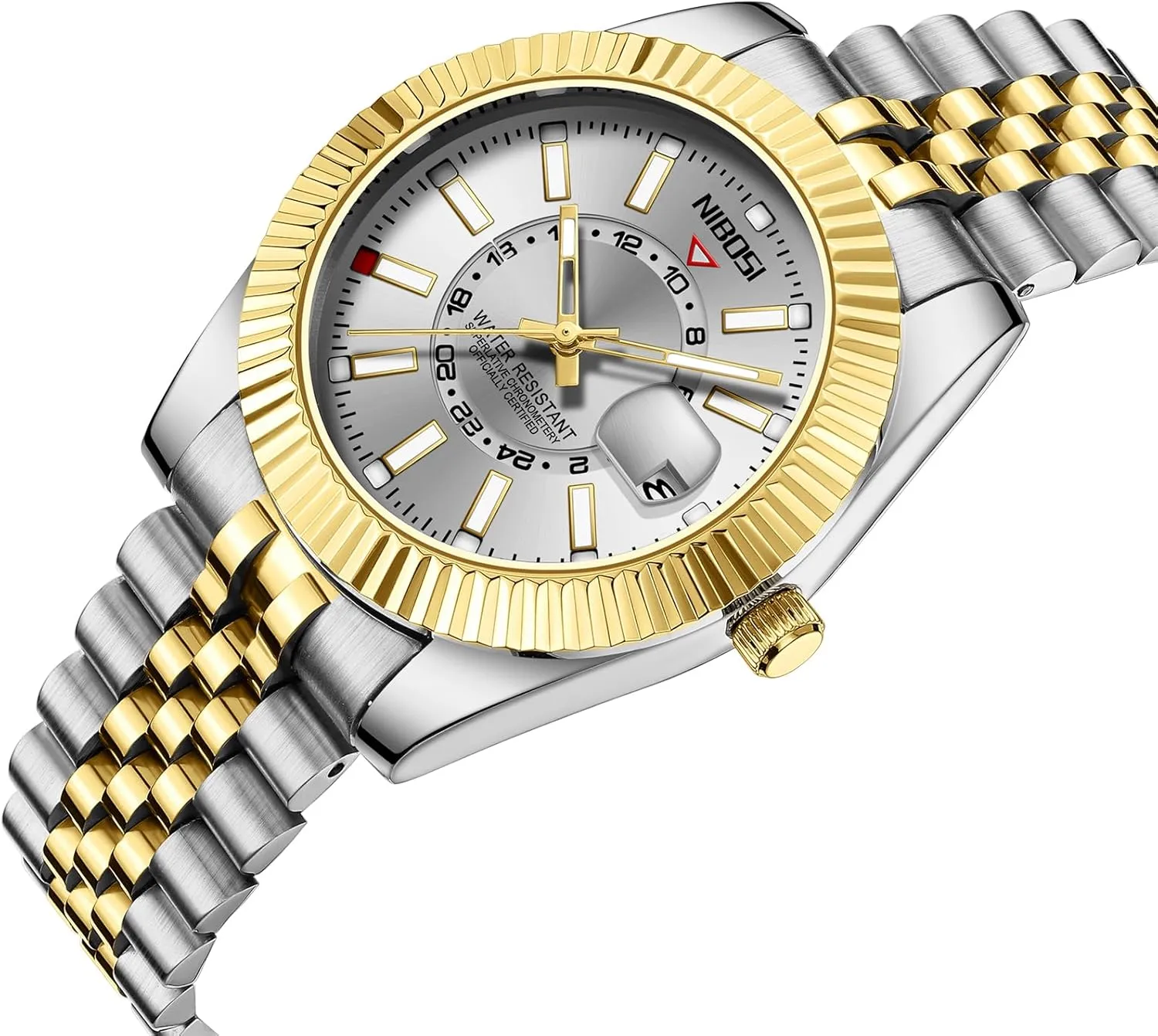 Steel Dial Gold Silver Two Tone Strap with Date Waterproof Business Classic Luxury Dress Mens Wrist Watches Gifts for Him NIBOSI Watches for Men Analog Quartz incubate perceptual rugged filmy Stainless 