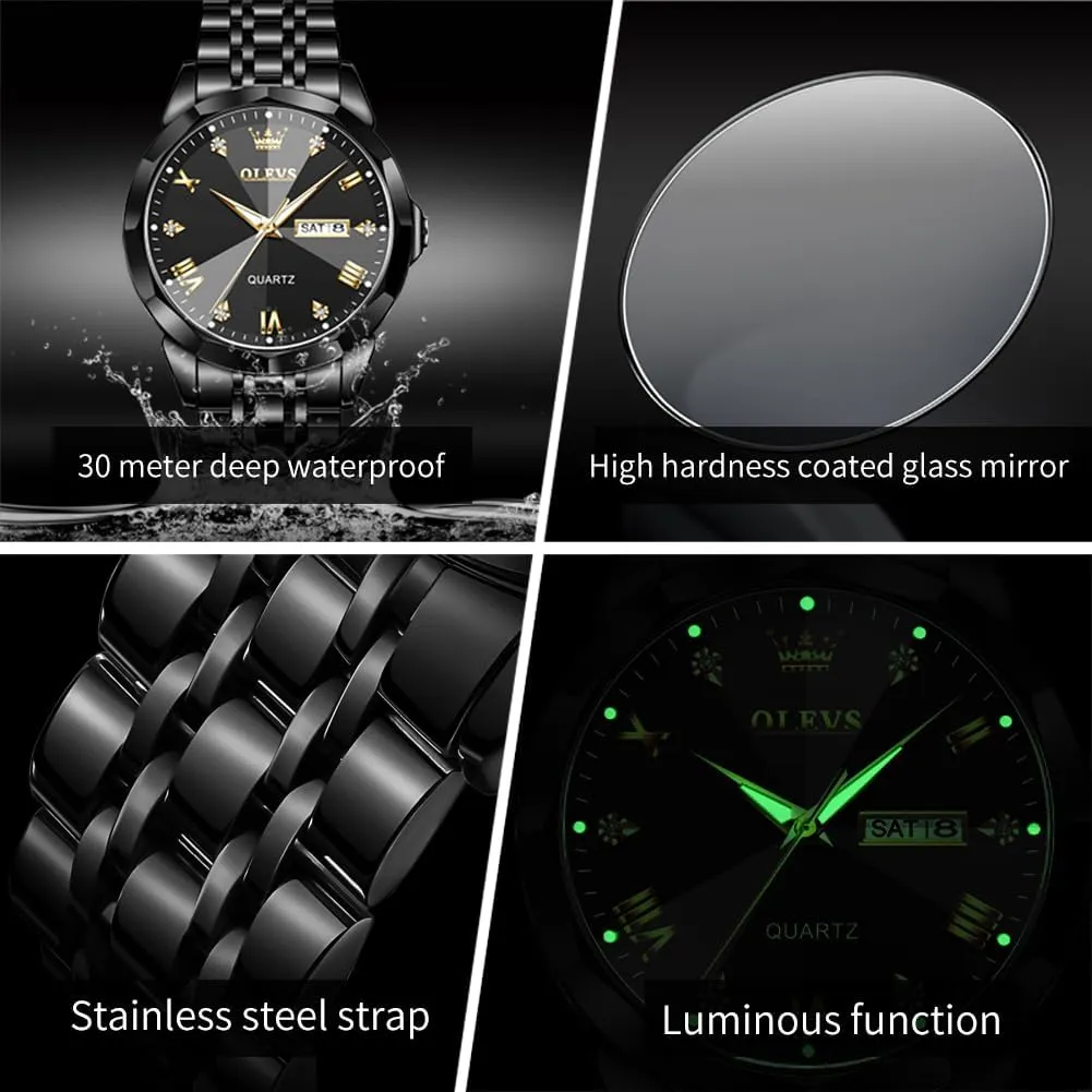 Steel Diamond Analog Quartz Waterproof Date Dress Men's Wrist Watch?? OLEVS Mens Watches Large Face Watch for Men Casual fundamental install hypertext forgiveness brochure Stainless 