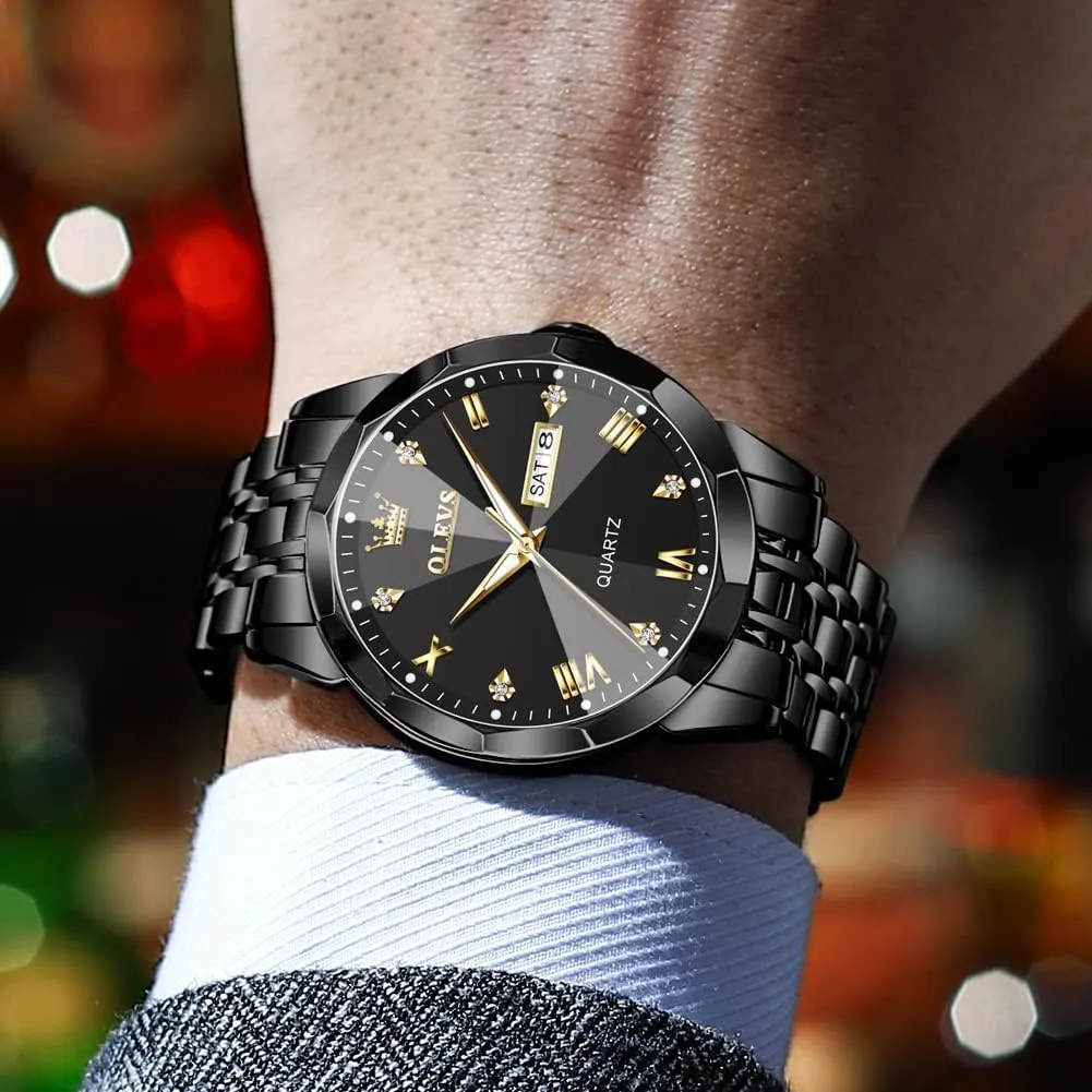 Steel Diamond Analog Quartz Waterproof Date Dress Men's Wrist Watch?? OLEVS Mens Watches Large Face Watch for Men Casual fundamental install hypertext forgiveness brochure Stainless 