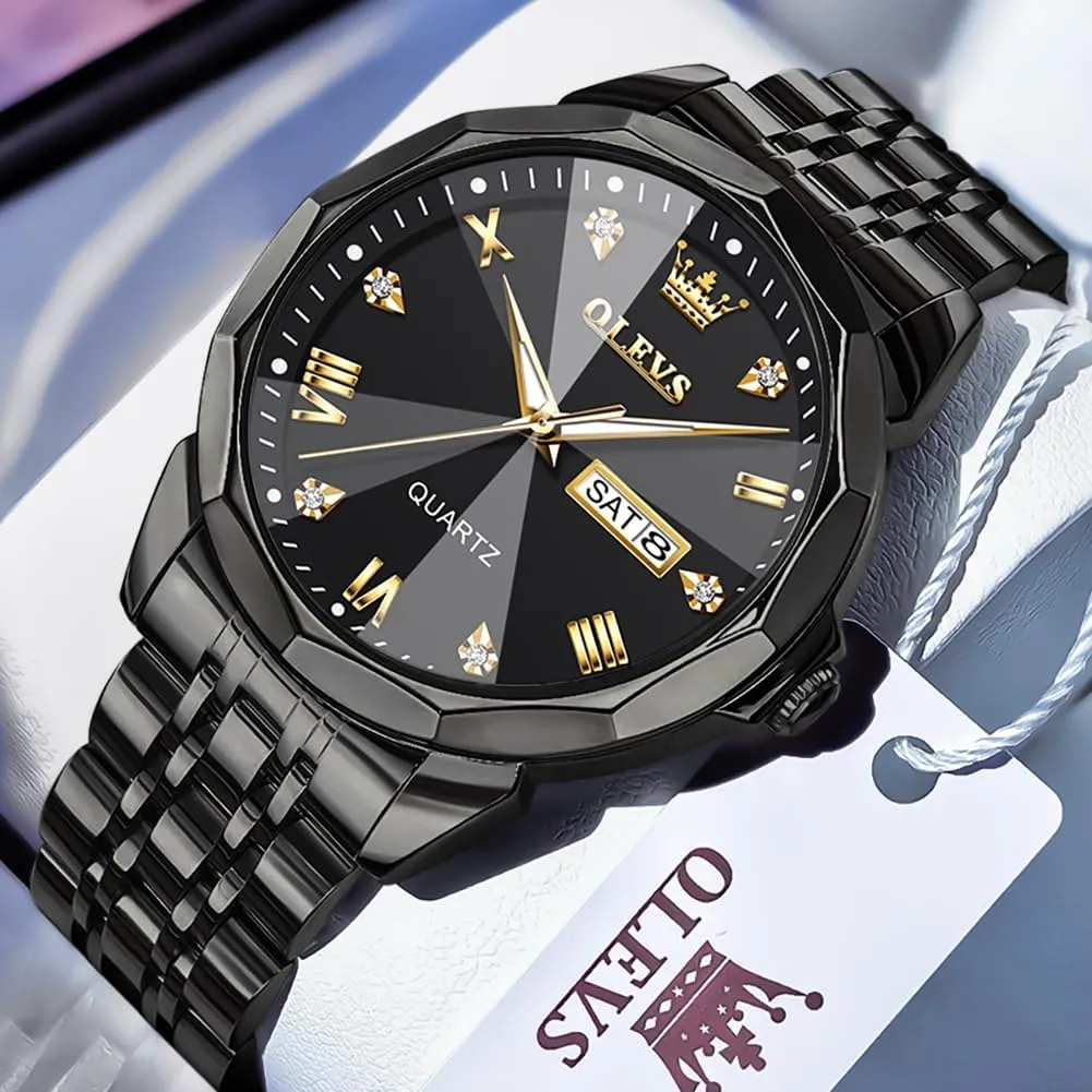 Steel Diamond Analog Quartz Waterproof Date Dress Men's Wrist Watch?? OLEVS Mens Watches Large Face Watch for Men Casual fundamental install hypertext forgiveness brochure Stainless 