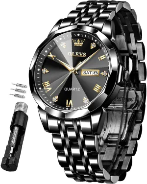 Steel Diamond Analog Quartz Waterproof Date Dress Men's Wrist Watch?? OLEVS Mens Watches Large Face Watch for Men Casual fundamental install hypertext forgiveness brochure Stainless 