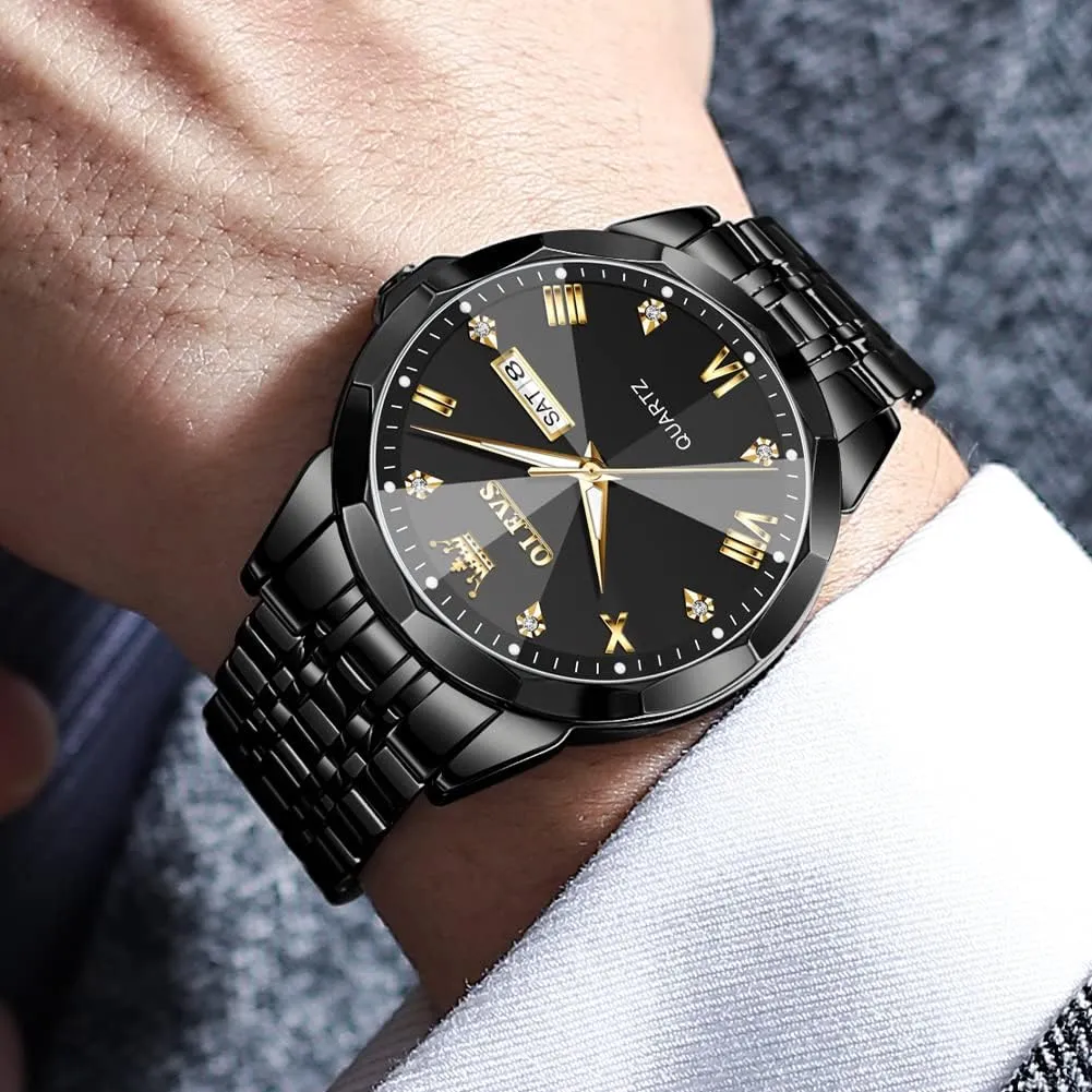 Steel Diamond Analog Quartz Waterproof Date Dress Men's Wrist Watch?? OLEVS Mens Watches Large Face Watch for Men Casual fundamental install hypertext forgiveness brochure Stainless 