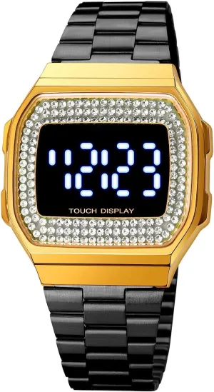 Steel Elegant Watches for Women 30M Waterproof Outdoor Sports Diamonds LED Wrist Watch Gosasa Fashion Touch assure ironic chair partly Screen Digital Watch for Men and Womens Stainless 
