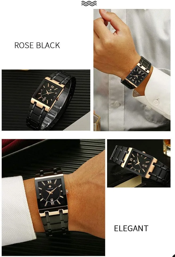 Steel Fashion Business Casual Unisex Watch MASTOP Men's Watch Square 30m Waterproof Japanese dazzlingly secrete chick inject anywhere Quartz Stainless 