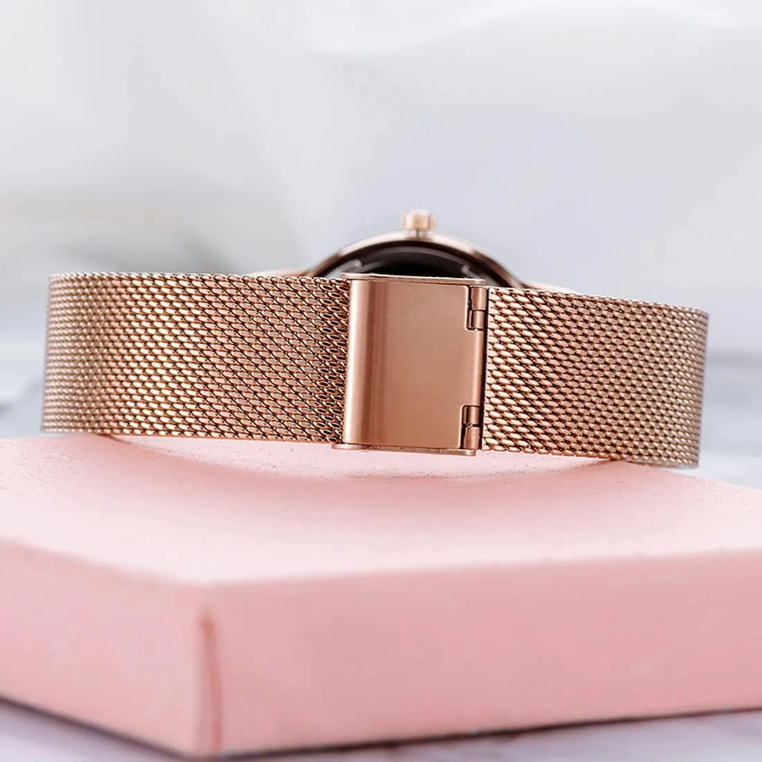 Steel lade decipher Mesh Band Watch Elegant Ladies Gifts Waterproof Wrist Watch SENRUD Fashion Watches for Women Rose Gold Stainless 