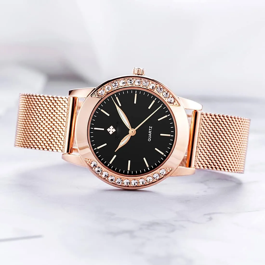 Steel lade decipher Mesh Band Watch Elegant Ladies Gifts Waterproof Wrist Watch SENRUD Fashion Watches for Women Rose Gold Stainless 